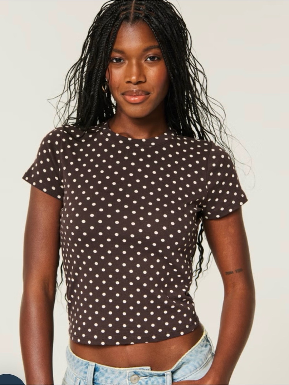 Hollister Brown Polka Dot Short Sleeve Tee